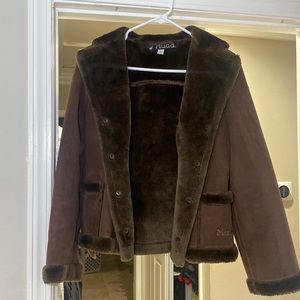 Mudd Faux Fur lined coat y2k